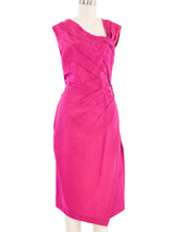 Thierry Mugler Fuchsia Topstitched Taffeta Dress Dress arcadeshops.com