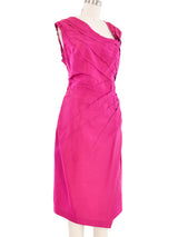 Thierry Mugler Fuchsia Topstitched Taffeta Dress Dress arcadeshops.com