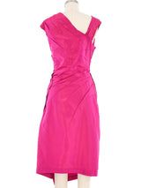 Thierry Mugler Fuchsia Topstitched Taffeta Dress Dress arcadeshops.com