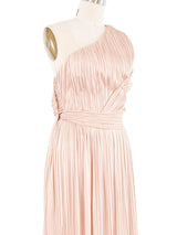 Givenchy Baby Pink Pleated One Shoulder Jersey Dress Dress arcadeshops.com