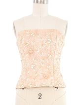 Victor Costa Embellished Blush Bustier Top arcadeshops.com