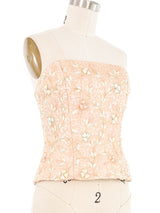 Victor Costa Embellished Blush Bustier Top arcadeshops.com
