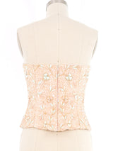 Victor Costa Embellished Blush Bustier Top arcadeshops.com