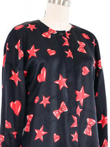 Escada Heart And Star Printed Silk Blouse Top arcadeshops.com