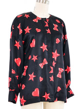 Escada Heart And Star Printed Silk Blouse Top arcadeshops.com