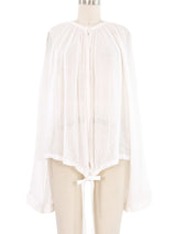 Ann Demeulemeester Sheer Linen Tie Hem Blouse Top arcadeshops.com