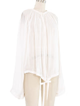 Ann Demeulemeester Sheer Linen Tie Hem Blouse Top arcadeshops.com