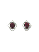 Rhinestone Trimmed Red Stone Earrings Accessory arcadeshops.com