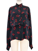 1980s Krizia Star Print Layered Vest Blouse Top arcadeshops.com