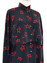 1980s Krizia Star Print Layered Vest Blouse Top arcadeshops.com