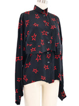 1980s Krizia Star Print Layered Vest Blouse Top arcadeshops.com