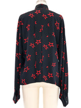 1980s Krizia Star Print Layered Vest Blouse Top arcadeshops.com