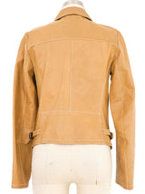 2000s Miu Miu Contrast Stitch Tan Leather Jacket Jacket arcadeshops.com
