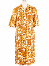 1970s Novelty Chess Piece Print Shirt Dress Dress arcadeshops.com