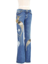 2000 Roberto Cavalli Embellished Bird Motif Jeans Bottom arcadeshops.com