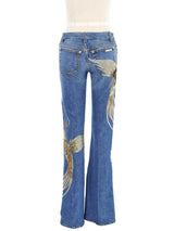 2000 Roberto Cavalli Embellished Bird Motif Jeans Bottom arcadeshops.com