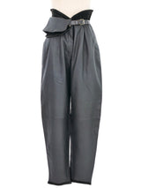 1980s Gianni Versace Gray Leather Paper Bag Trousers Bottom arcadeshops.com