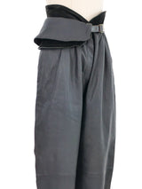 1980s Gianni Versace Gray Leather Paper Bag Trousers Bottom arcadeshops.com