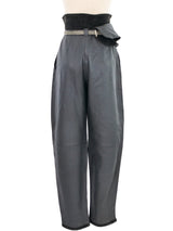 1980s Gianni Versace Gray Leather Paper Bag Trousers Bottom arcadeshops.com