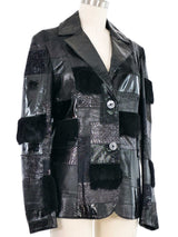 Roberto Cavalli Patchwork Leather Fur Jacket Jacket arcadeshops.com