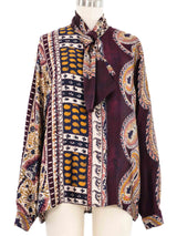 1990s Louis Feraud Paisley Printed Silk Top Top arcadeshops.com