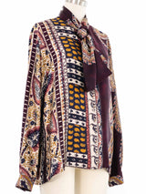 1990s Louis Feraud Paisley Printed Silk Top Top arcadeshops.com