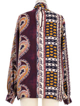 1990s Louis Feraud Paisley Printed Silk Top Top arcadeshops.com