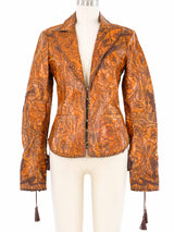 2003 Roberto Cavalli Tooled Leather Blazer Jacket arcadeshops.com