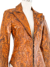 2003 Roberto Cavalli Tooled Leather Blazer Jacket arcadeshops.com