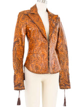 2003 Roberto Cavalli Tooled Leather Blazer Jacket arcadeshops.com