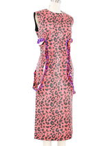 2017 Comme des Garcons Faux Leather Leopard Print Ruffle Dress Dress arcadeshops.com