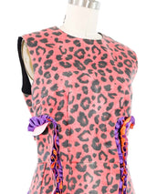 2017 Comme des Garcons Faux Leather Leopard Print Ruffle Dress Dress arcadeshops.com
