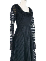 1970s Jean Varon Black Ribbon Lace Silk Dress Dress arcadeshops.com