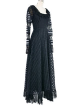 1970s Jean Varon Black Ribbon Lace Silk Dress Dress arcadeshops.com