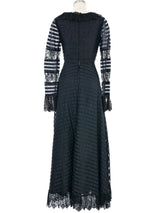 1970s Jean Varon Black Ribbon Lace Silk Dress Dress arcadeshops.com