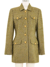 Escada Green Tweed Gripoix Button Jacket Jacket arcadeshops.com