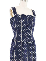 Valentino Navy Polka Dot Scalloped Mini Dress Dress arcadeshops.com