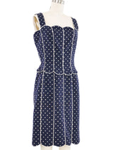 Valentino Navy Polka Dot Scalloped Mini Dress Dress arcadeshops.com