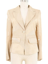 Ann Demeulemeester Beige Embroidered Tailored Silk Blazer Jacket arcadeshops.com