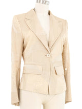 Ann Demeulemeester Beige Embroidered Tailored Silk Blazer Jacket arcadeshops.com