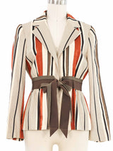 Moschino Striped Ribbon Tie Jacket Jacket arcadeshops.com