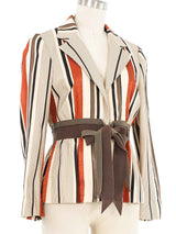 Moschino Striped Ribbon Tie Jacket Jacket arcadeshops.com