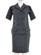 1990s Dolce & Gabbana Gray Wool Skirt Suit Suit arcadeshops.com