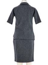 1990s Dolce & Gabbana Gray Wool Skirt Suit Suit arcadeshops.com