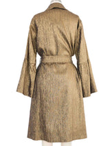 Dries Van Noten Metallic Goldtone Bell Sleeve Opera Coat Jacket arcadeshops.com