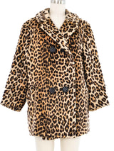 1960s Leopard Print Faux Fur Swing Coat Outerwear arcadeshops.com