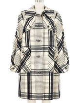 1960s Donald Brooks Mod Black And White Plaid Coat Outerwear arcadeshops.com
