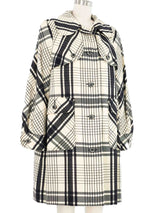 1960s Donald Brooks Mod Black And White Plaid Coat Outerwear arcadeshops.com