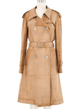 2000s Celine Nude Silk Trench Coat Jacket arcadeshops.com