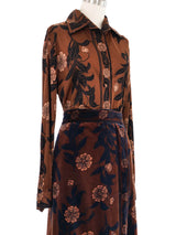 1970s Emilio Pucci Printed Brown Skirt Ensemble Suit arcadeshops.com